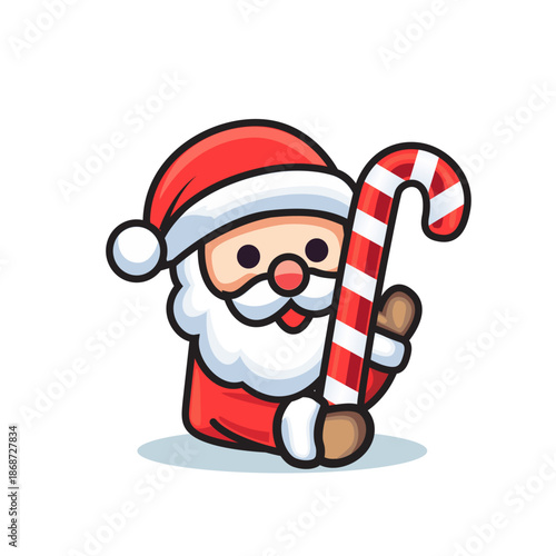 Santa Carrying Large Candy Cane Vector design.