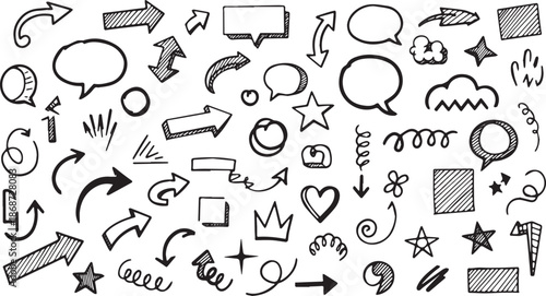Collection of Hand Drawn Doodle Elements and Symbols 2.