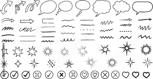 Collection of Hand Drawn Doodle Elements and Symbols 3.