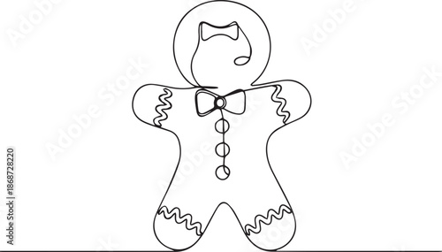 Minimalist gingerbread man with bow tie and festive design