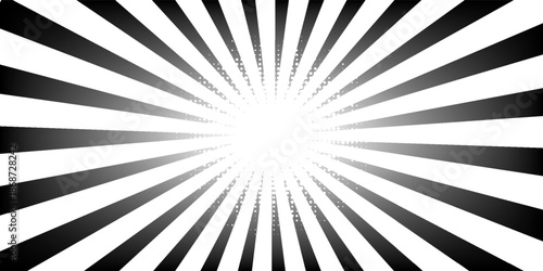Black and white radial lines background in comic book. Manga speed frame. Vector illustration.