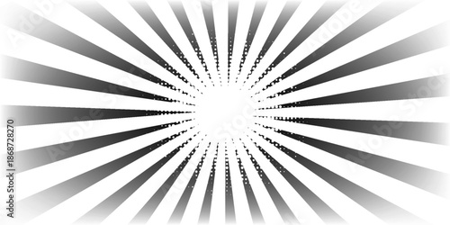 Black and white radial lines background in comic book. Manga speed frame. Vector illustration.