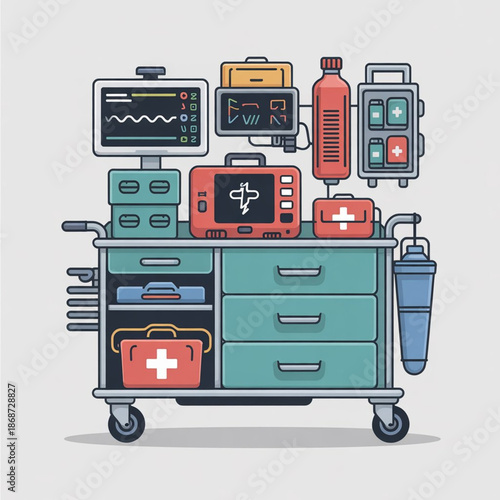 Hospital Crash Cart Emergency Vector