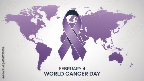 Celebrating world cancer day on february 4th with a global purple ribbon