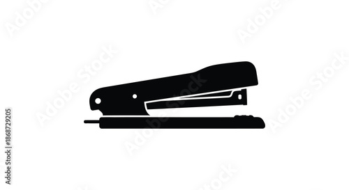 A simple black and white image depicting a common office tool in silhouette