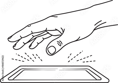 Biometric Fingerprint Scanning Icon with Hand Touching a Sensor Surface for Secure Access