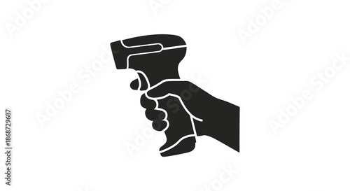 A striking black silhouette of a hand firmly gripping a modern spray bottle silhouette