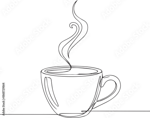 Steaming cup of coffee in modern minimalist design