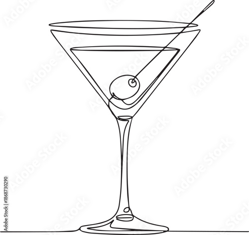 Martini glass with olive garnish on a clean white background