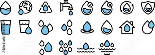 Plumbing and Water Maintenance Icon Pack Vector Illustrations for Service Apps
