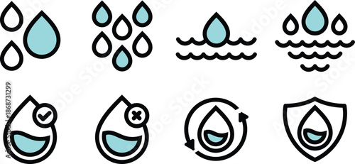 Vector Icon Pack waterworks, water department, water recycle for Web Design and User Interfaces