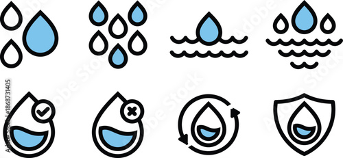 Vector Icon Pack water facility, waterworks, water department for Web Design and User Interfaces