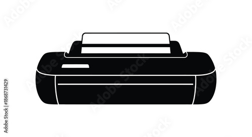 A sleek black office printer a modern design for document production a striking silhouette