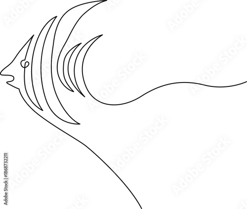 Single line drawing of a fish Vector