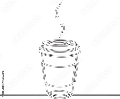 Steaming hot coffee cup on a table