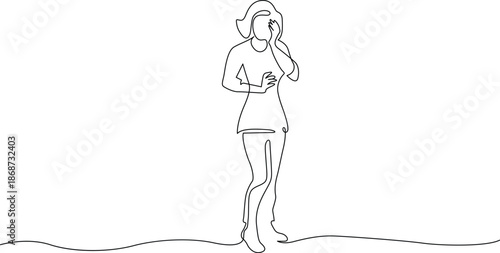 Woman enjoying a beach walk Vector