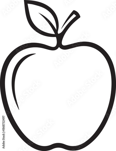 Simple black apple icon with leaf