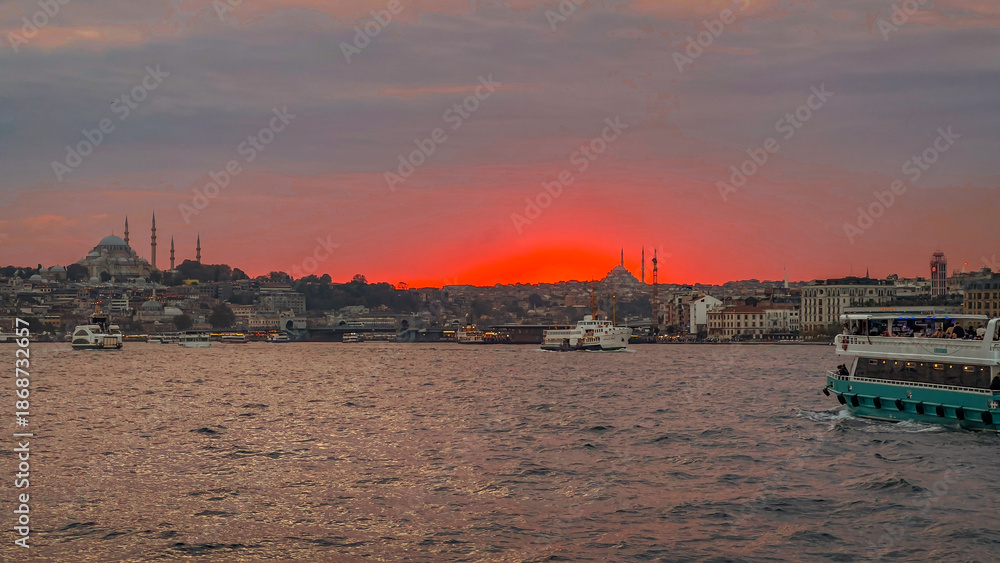 Fototapeta premium istanbul bosphorus sunset view turkiye