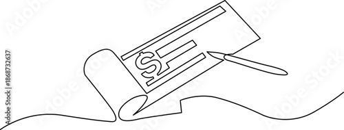 Hand holding dollar bill and pen Vector