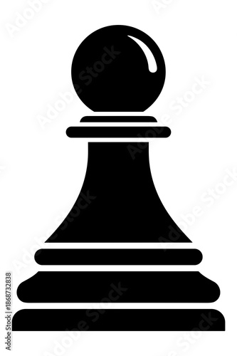 Simple black silhouette icon representing a standard chess pawn piece, illustrating fundamental strategy in the ancient game of kings and queens.