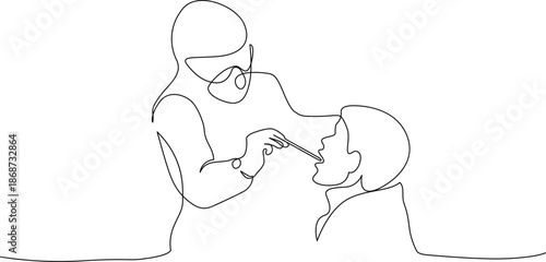 Dentist examining patient's teeth Vector