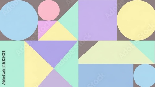 Pastel Geometric Pattern Animation: Abstract Shapes in Motion, Soft Colors, Modern Art Design