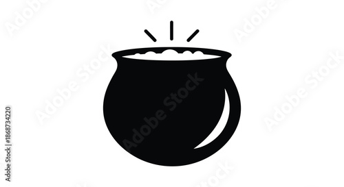 A simple black outline depicts a rounded pot filled with something a charming silhouette