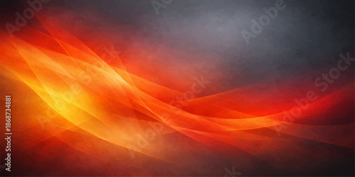An abstract red and orange fire background design features bright glowing flames and smoke waves with hot energy motion over a dark black texture backdrop