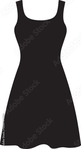 Black sleeveless a line dress with square neckline