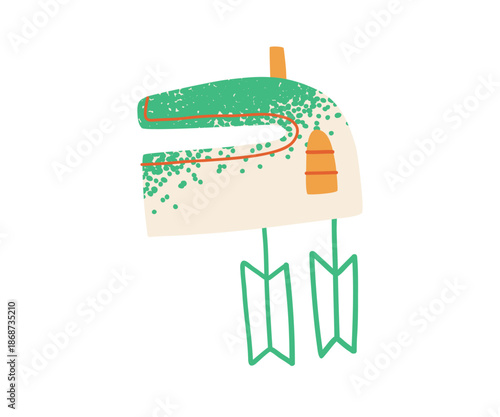 Kitchen mixer textured illustration. Mixing, whipping, baking. Kitchenware for chopping products, cooking.