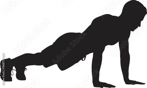 Silhouette of a person performing a push up exercise