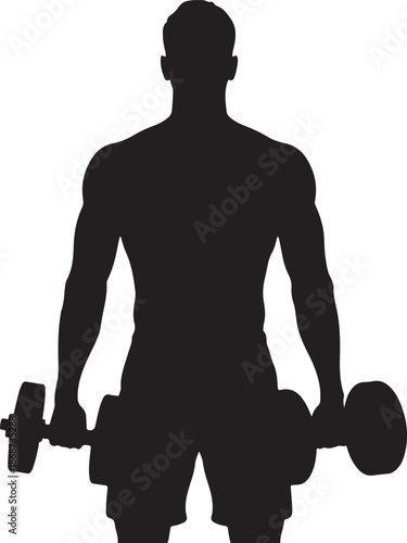 Silhouette of a man lifting dumbbells