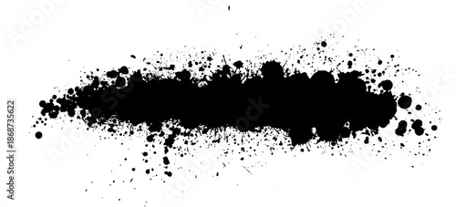 Black blot isolated on white background. Hand drawn. Not AI, vector illustration.