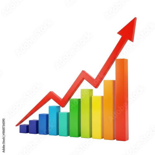 Free Download Colorful graph arrow increasing isolated on white background - GFXLoad