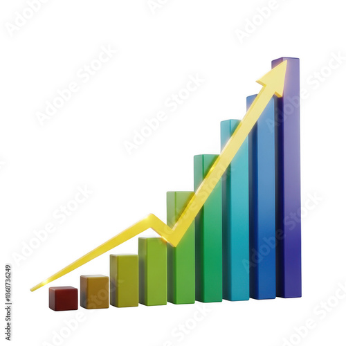 Growing bar graph with arrow isolated on white background Free Download Growing bar graph with arrow isolated on white background - GFXLoad