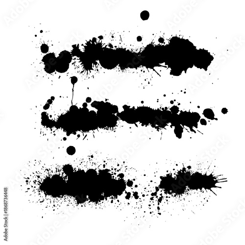 Set of blots. Black blot isolated on white background. Hand drawn. Not AI, vector illustration.