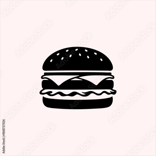 Food and beverage vector icon set, minimalist coffee cups with heart steam, sweet cupcakes, ice cream, hot dog and burger silhouettes.