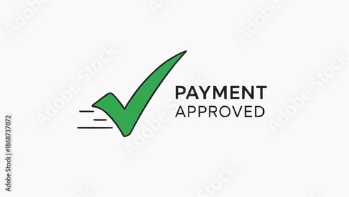 Green checkmark indicating payment approved with motion lines