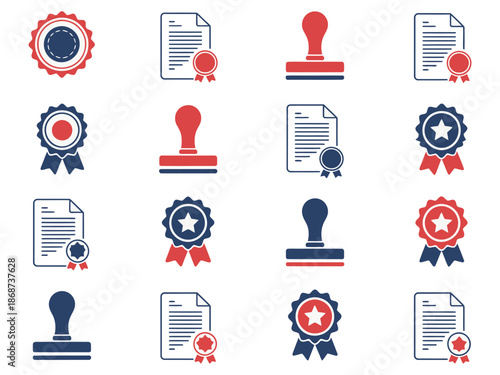 A collection of certification icons and stamps for quality and authenticity