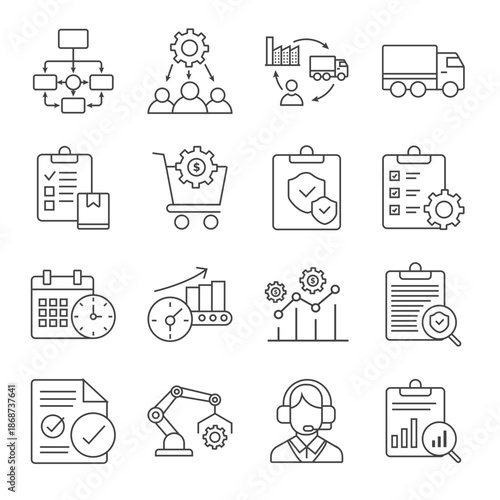 Corporate Operations Icon Set – Business Management, Workflow and Enterprise Process Symbols