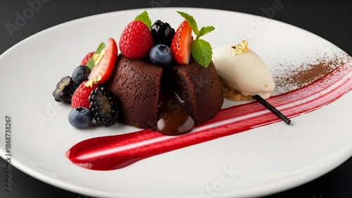 Luxury Chocolate Dessert with Berries Fine Dining