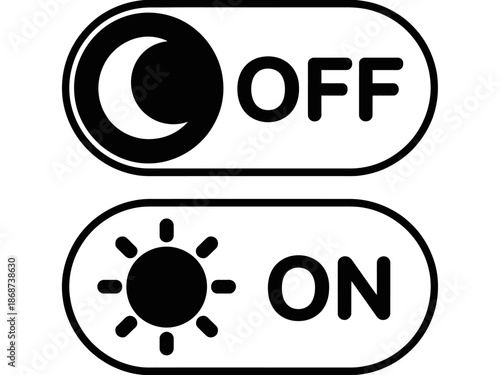 A simple graphic illustration of an on and off switch with sun and moon symbols