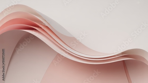 A stack of pink paper sheets with wavy edges on a white background