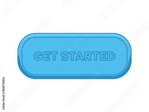 A blue button with the words 'Get Started' on a white background