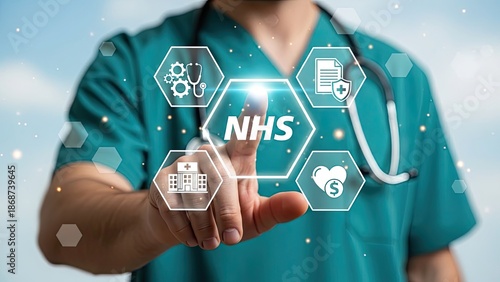 NHS healthcare professional interacting with digital interface