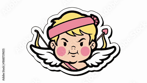 Playful Cartoon Cupid Character with Bow and Arrow on an Isolated White Background