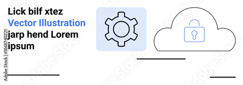 Gear icon and cloud with lock symbol emphasize customization, security, and cloud services. Ideal for technology, data protection, digital transformation, IT solutions, innovation workflows, software