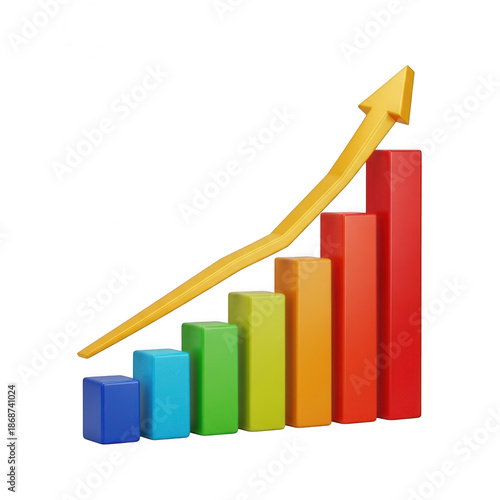 Free Download Colorful bar graph with increasing trend isolated on white background - GFXLoad