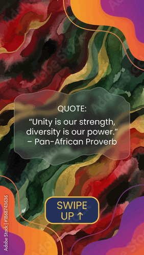 A vibrant and colorful abstract design featuring a powerful quote about unity and diversity.