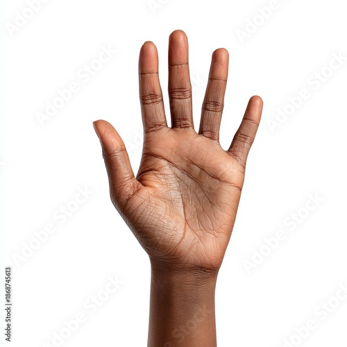 Darkskinned hand with fingers spread apart